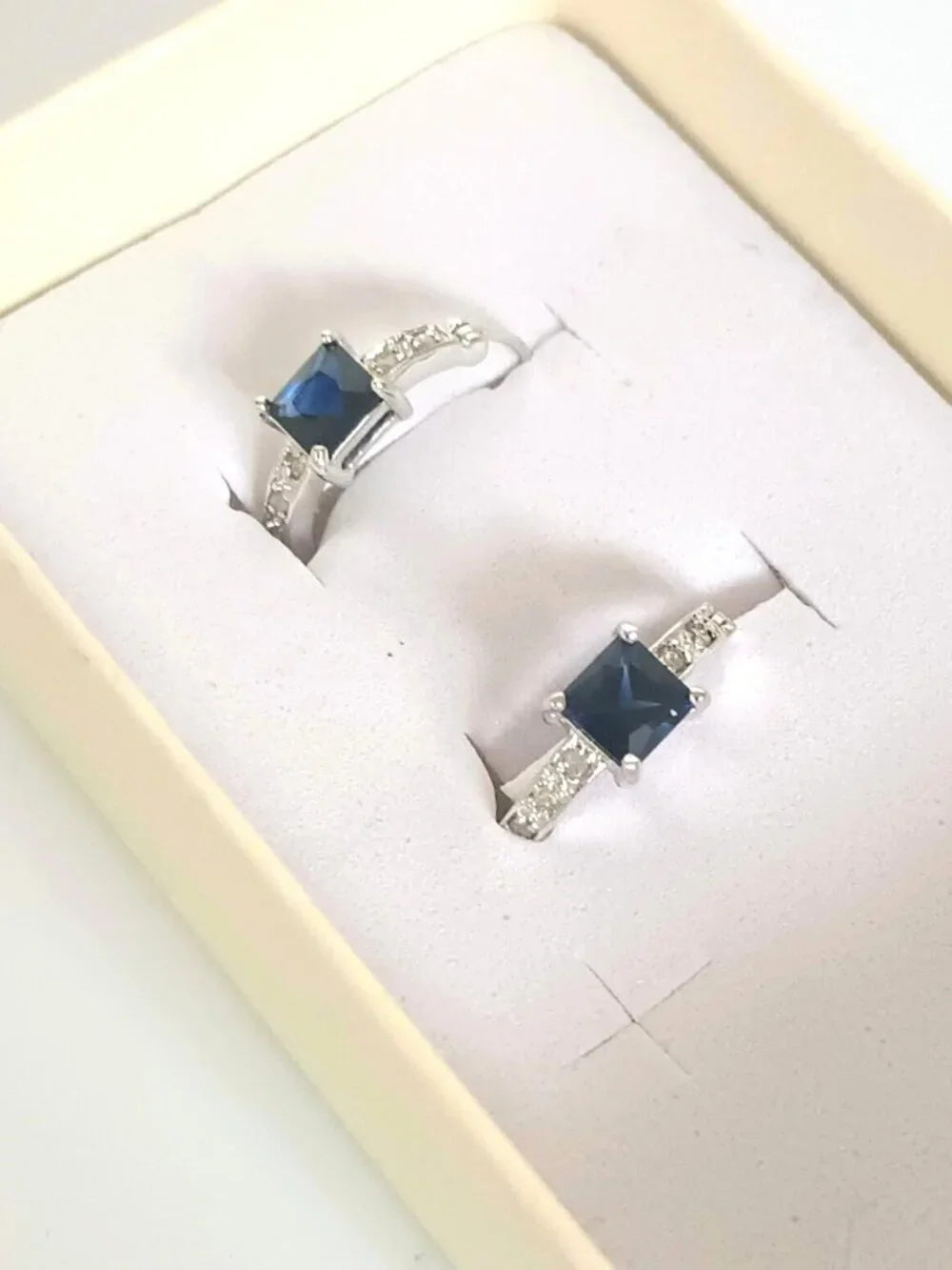 London Blue Topaz Leverback Earrings Emerald-Cut Solitaire Silver Tone
